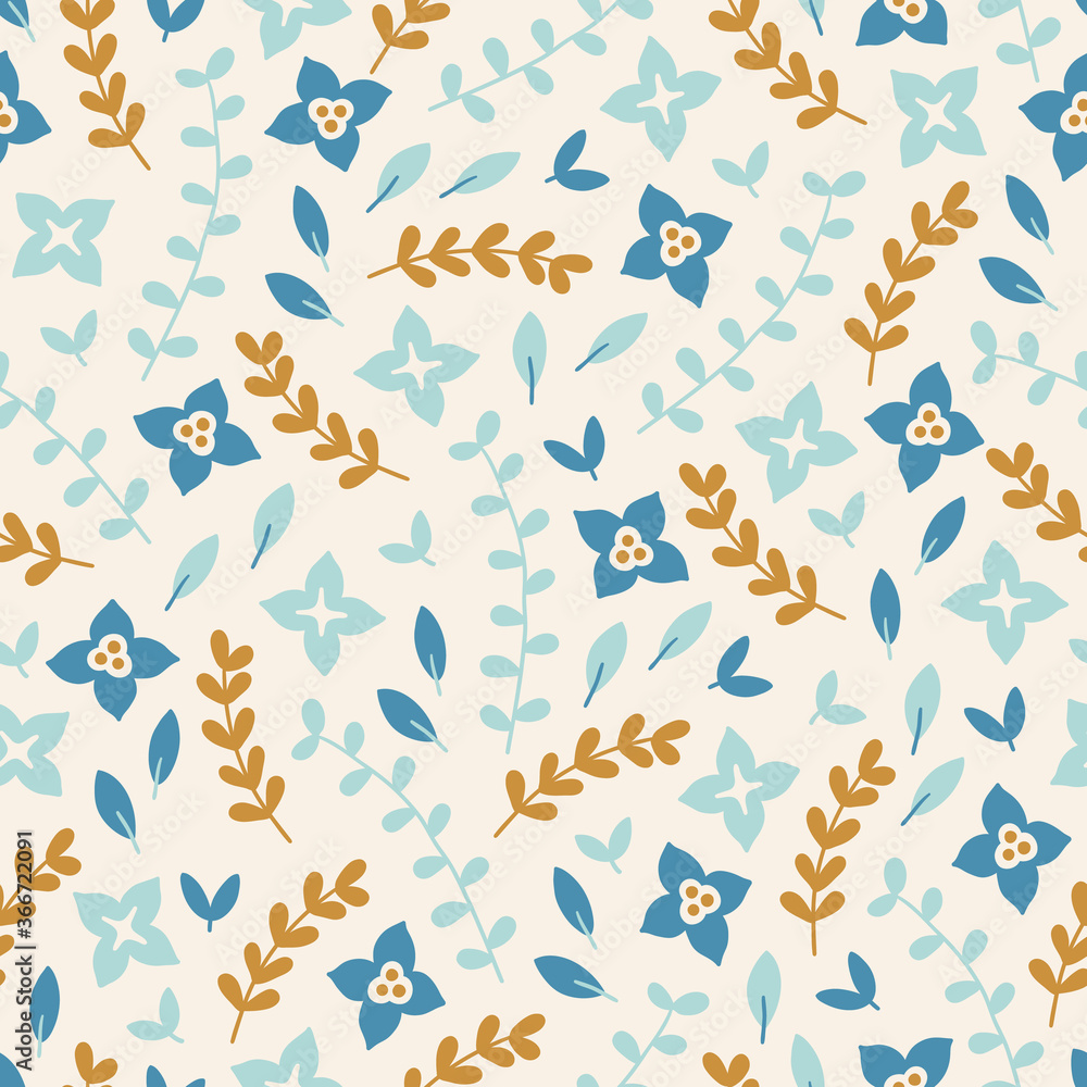 Christmas seamless pattern with leaves, flowers, branches Christmas seamless pattern with leaves, flowers, branches