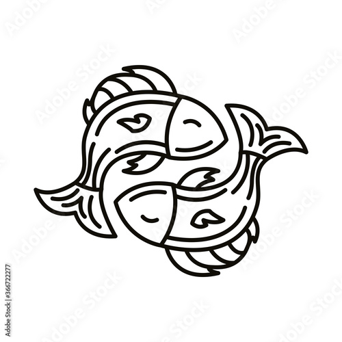 pisces zodiac sign line style icon