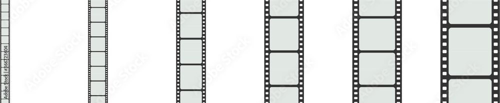 Black and white camera film template set . Vector illustration. Black and white camera film template set . Vector illustration.
