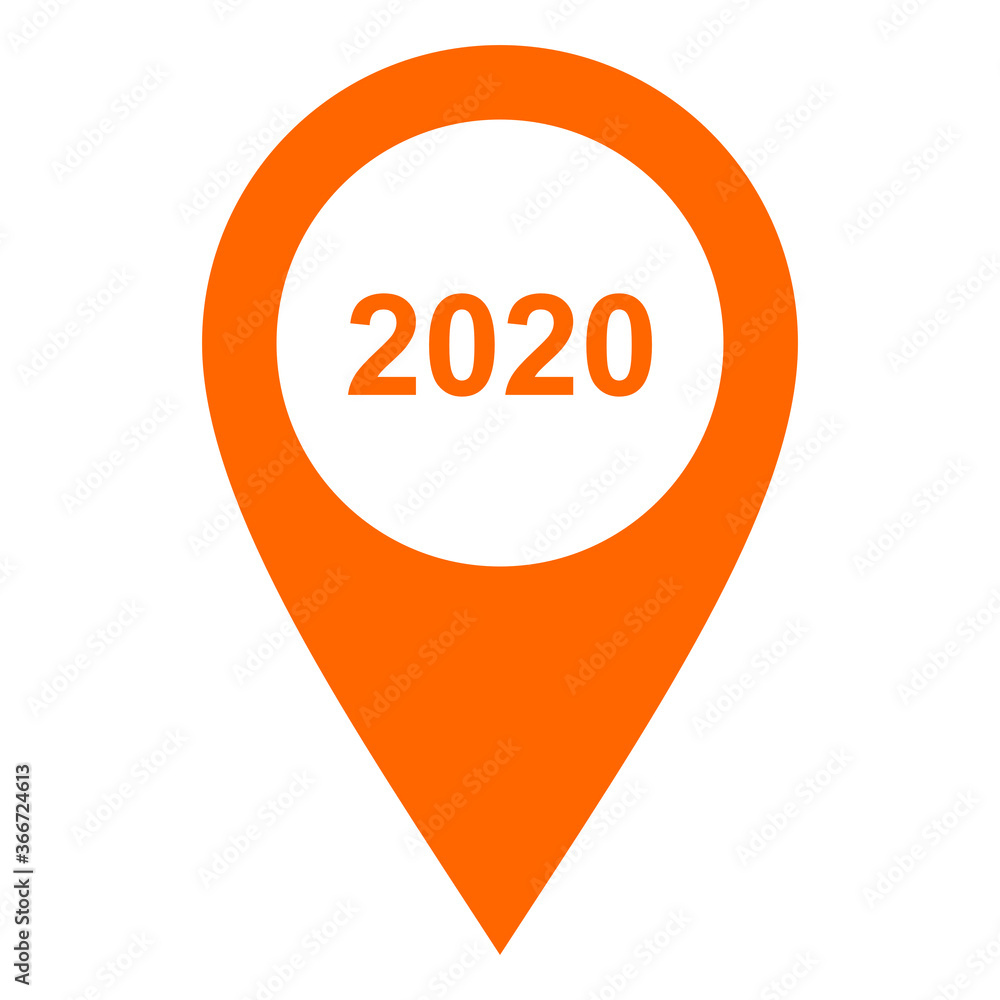 Jahr 2020 und Kartenmarkierung Jahr 2020 und Kartenmarkierung