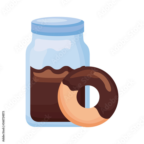 sweet donut with chocolate cream detailed style icon