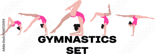 vector gymnastics girl sport body