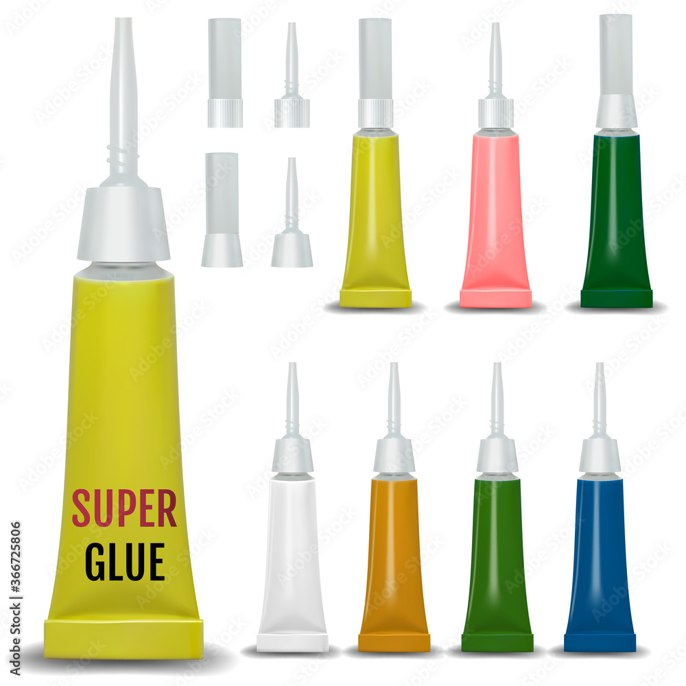 Super glue. 3D realistic metallic container glue . Vector Super glue. 3D realistic metallic container glue . Vector