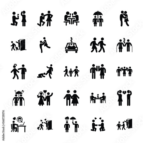 Set Of Love Story Pictograms 