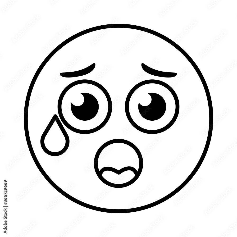 crying emoji face classic line style icon crying emoji face classic line style icon