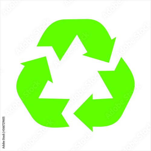 Green recycle symbol isolated on white background.