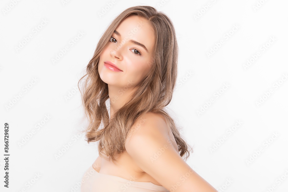 Beautiful Young asian Woman with Clean Fresh Skin, on white background, Face care, Facial treatment, Cosmetology, beauty and spa, Asian women portrait Beautiful Young asian Woman with Clean Fresh Skin, on white background, Face care, Facial treatment, Cosmetology, beauty and spa, Asian women portrait