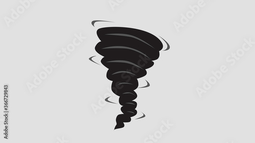 Cartoon black tornado, hurricane, storm or water spout isolated on white background. Bad weather, danger concept
