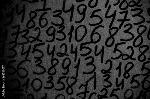 Background of numbers. from zero to nine. Seamless texture with Color. Mathematic backdrop. Random.