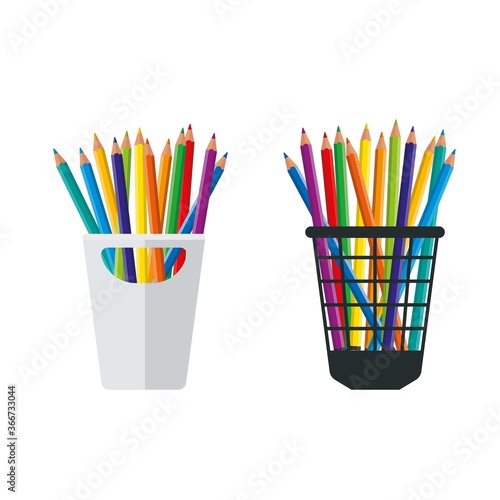 Colored Crayons in a pencil stand vector illustration