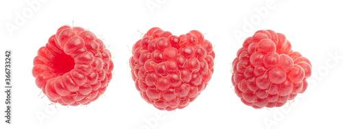 Raspberry Fruit Collections, isolated on white background. Macro