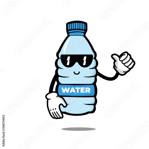 cute bottle cartoon character. mineral water mascot.