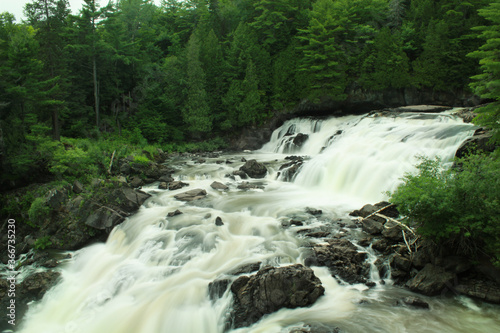 Fototapeta Large View of Waterfalls with Long Exposure, Les Chutes de La Plaisance, Quebec