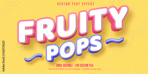 Fruity pops text, 3d pastry style editable font effect