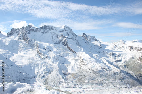 Beautiful views of Monte Rosa covers of white snows, Gornergrat, Zermatt, Switzerland, Europe © MeiYi