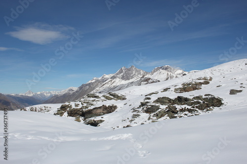 Beautiful views of snow mountains at Rotenboden, Zermatt, Switzerland, Europe photo