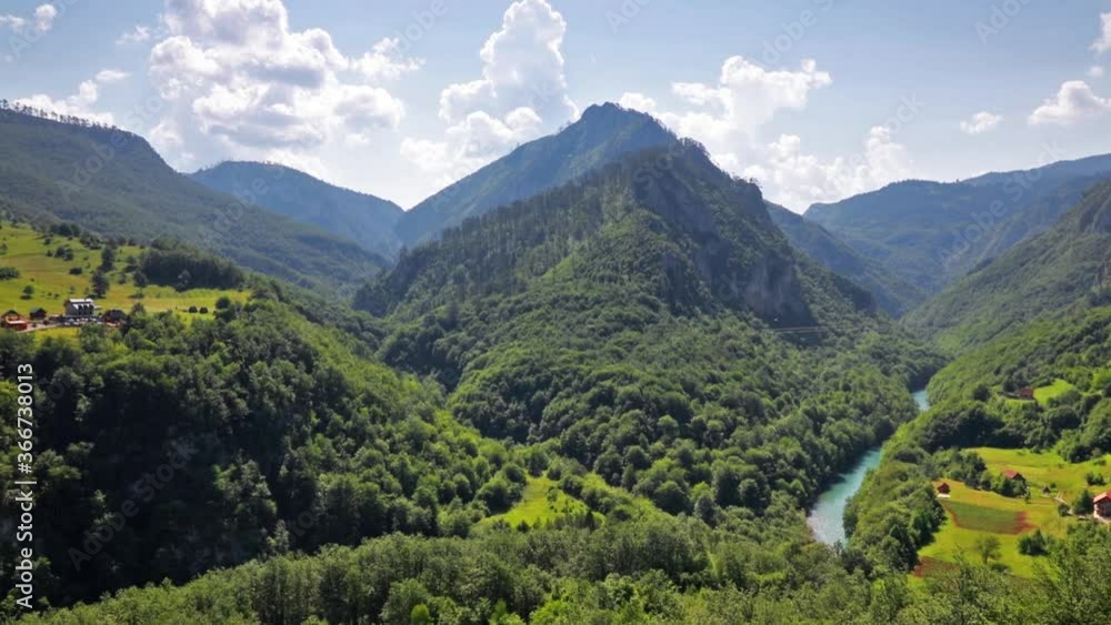 Incredible view opens from the Djurdjevica bridge over the Tara river. Bright morning view of Montenegro, Europe. Beautiful world of Mediterranean countries. Full HD video (High Definition). Incredible view opens from the Djurdjevica bridge over the Tara river. Bright morning view of Montenegro, Europe. Beautiful world of Mediterranean countries. Full HD video (High Definition).