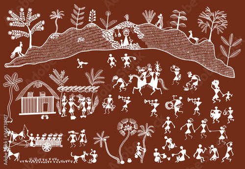 Traditional Warli painting from northern Maharashtra