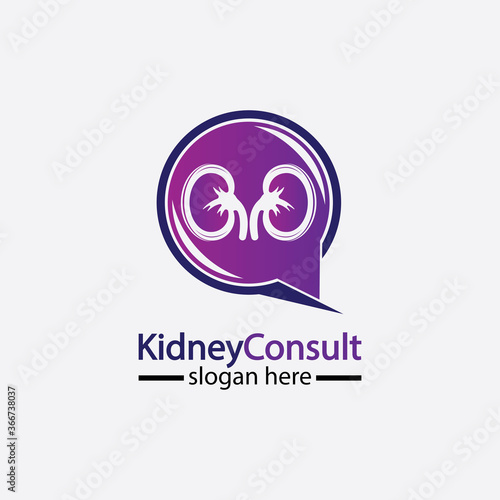 Kidney Consult logo designs concept vector  Kidney Healthcare logo template Urology logo vector template.
