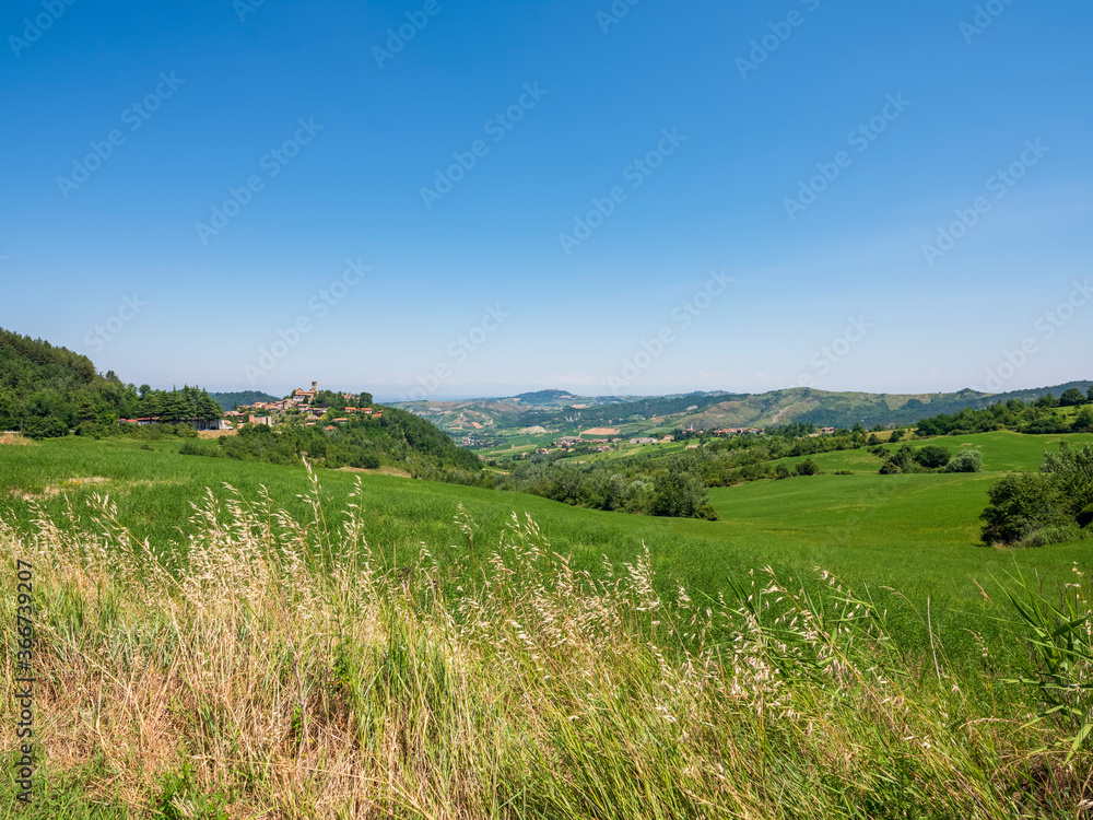 Landscape of Oltrepò Pavese, city of Fortunago, Italy.