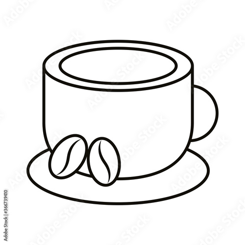 coffee cup and grains line style icon