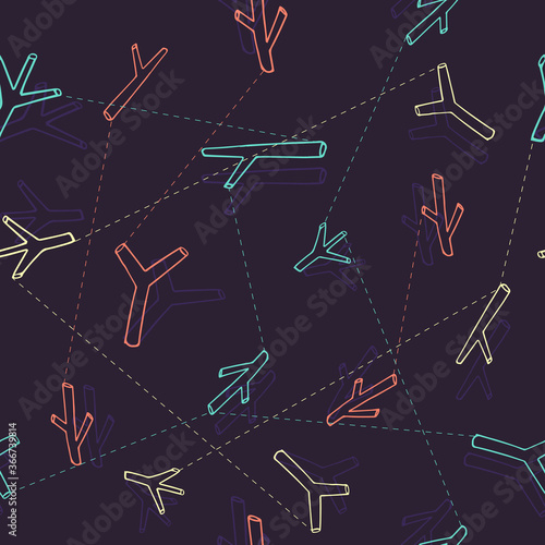 Seamless pattern from abstract contour branches. Abstract ornament for textile and wrapping paper.