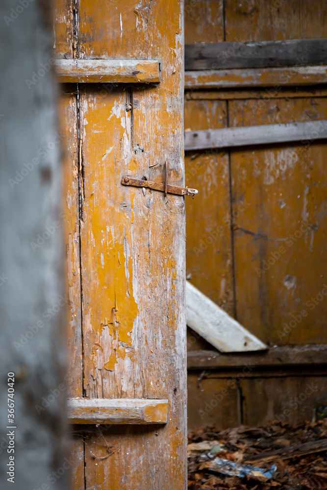 Old wooden doors in abandoned house Old wooden doors in abandoned house