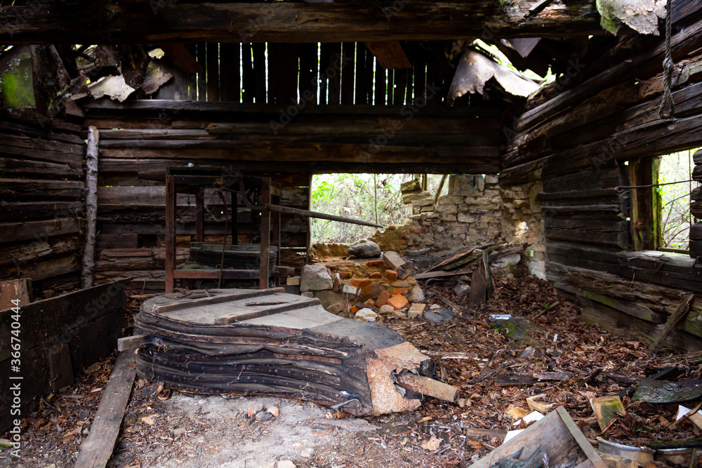 Abandoned blacksmith workshop with old bellow Abandoned blacksmith workshop with old bellow