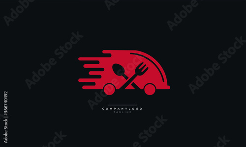 Food Delivery Truck Logo Template. Fast Delivery Truck