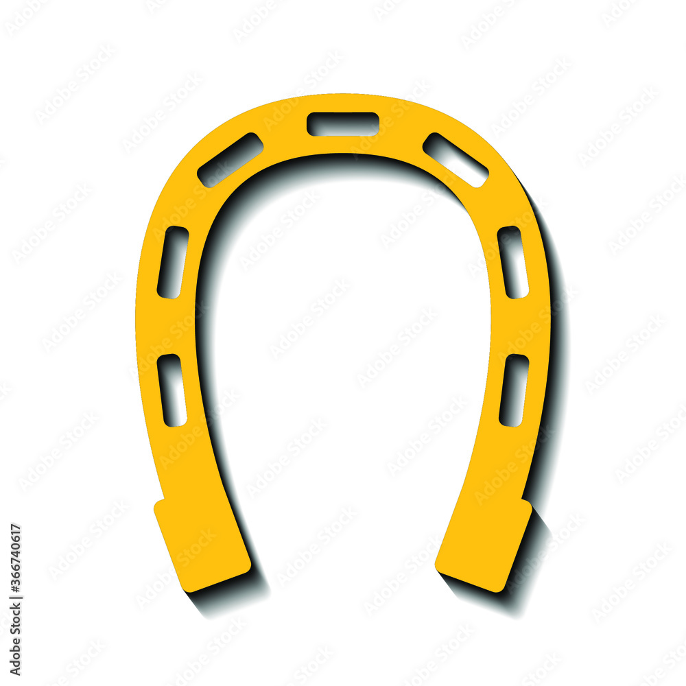 Yellow horseshoe on a white background and black shadow, sign for design, vector illustration Yellow horseshoe on a white background and black shadow, sign for design, vector illustration