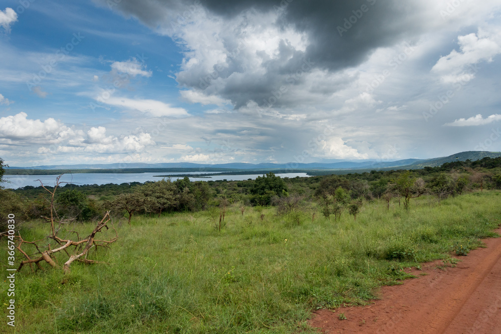 Ihema Lake in the Akagera National Park, Rwanda, Africa