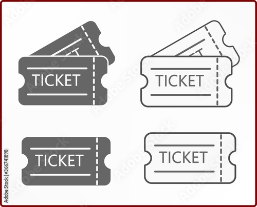 Ticket Vector Icon Set of Four