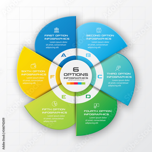 Business infographics template 6 steps ,Vector illustration.