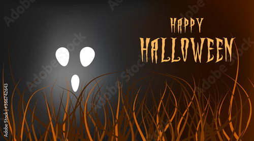 Illustration of a ghostly face on a dark halloween night