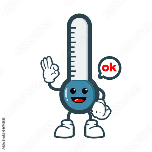 cute thermometer mascot cartoon character