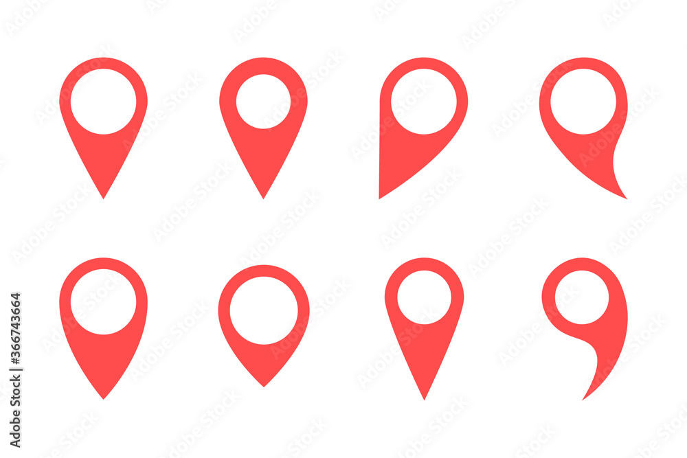 Location pin icon set. red gps pointer travel button. isolated vector images Location pin icon set. red gps pointer travel button. isolated vector images