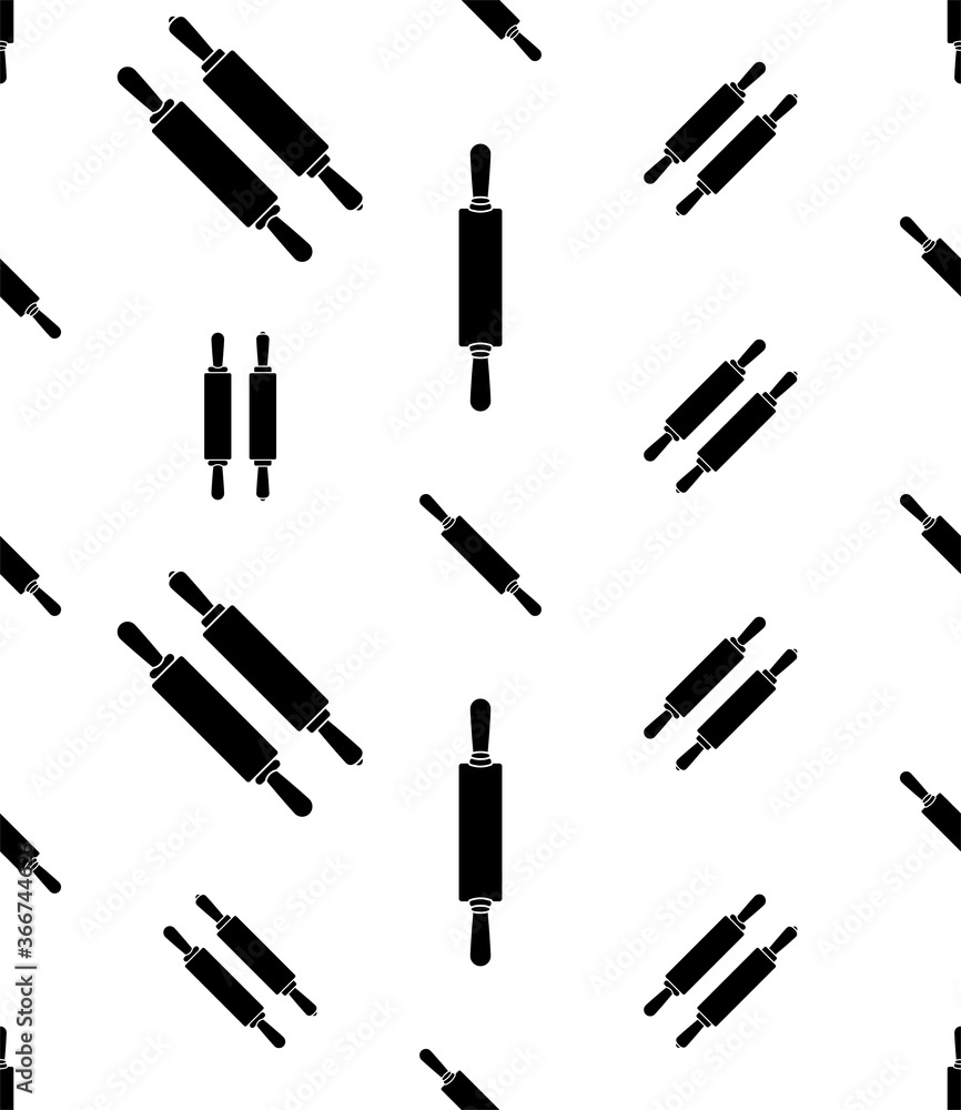 Obraz premium Rolling Pin Icon Seamless Pattern, Dough Rolling Equipment