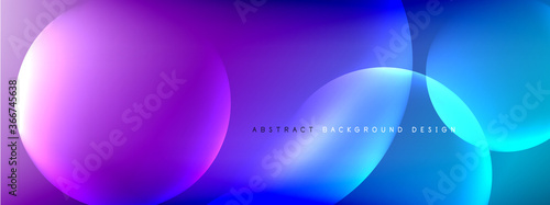Vector abstract background liquid bubble circles on fluid gradient with shadows and light effects. Shiny design templates for text