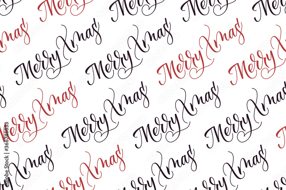Seamless pattern of handwritten modern brush calligraphy Merry Xmas for wrapper Christmas gifts isolated on white background. Vector illustration. Seamless pattern of handwritten modern brush calligraphy Merry Xmas for wrapper Christmas gifts isolated on white background. Vector illustration.