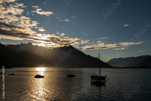 Wallpaper Mural placid lake with sailing boat and blue sky Torontodigital.ca