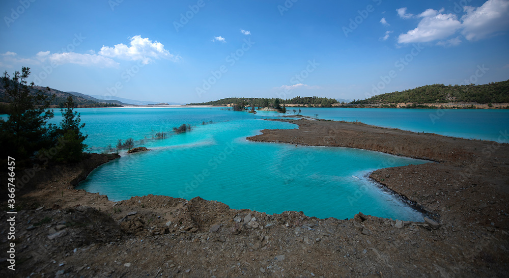 Obraz premium Blue lake, Kapubag, Yatagan, Mugla, Turkey