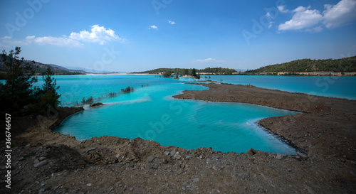 Fototapeta Naklejka Na Ścianę i Meble -  Blue lake, Kapubag, Yatagan, Mugla, Turkey