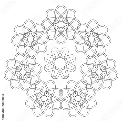 Coloring madalas. adult coloring . madalas coloring  on white background. Mandalas art therapy & healing.
 photo