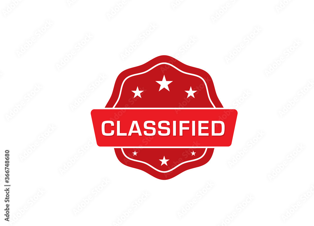 Classified label sticker, Classified Badge Sign Classified label sticker, Classified Badge Sign