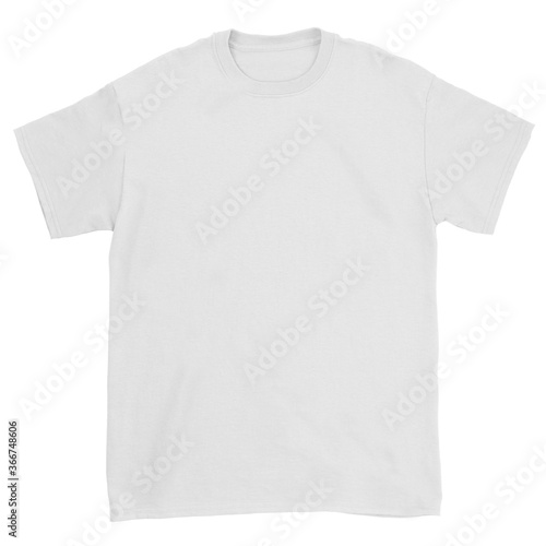 White t-shirt on a white background with a clean surface for advertising