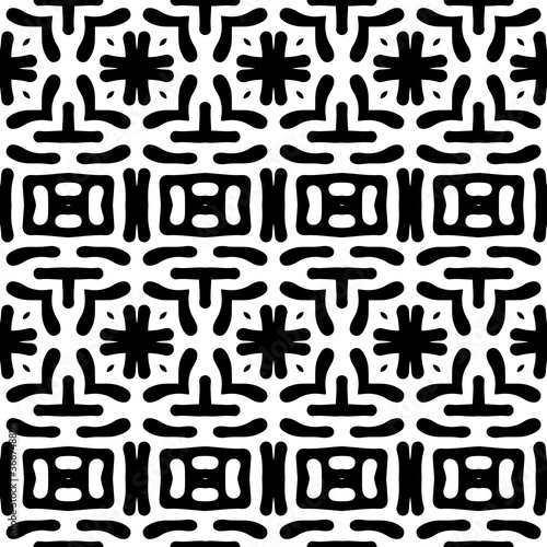 Intricate geometric pattern in classic black and white seamless pattern vector background.