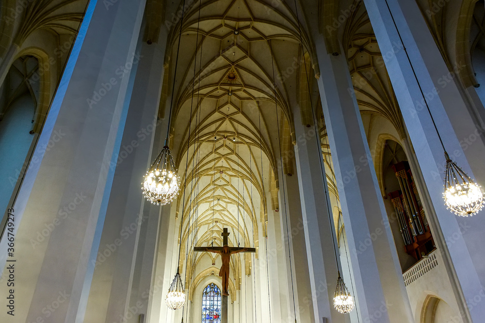 Interior of the cathedral of Our Lady Frauenkirche in the Altstadt of Munich, Germany. October 2014