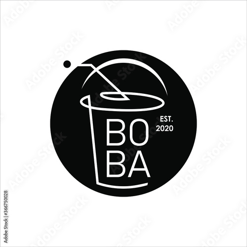 milk tea logo pearl fresh drink vector