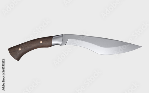 Kukri-style hunting knife isolated on white background. 3D illustration