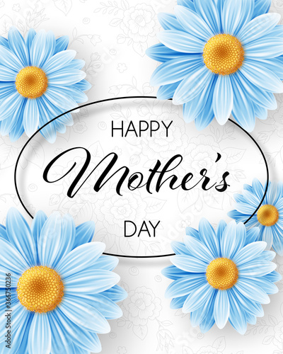 Happy Mothers day background with daisy flowers. Greeting card, invitation or sale banner template © nonikastar